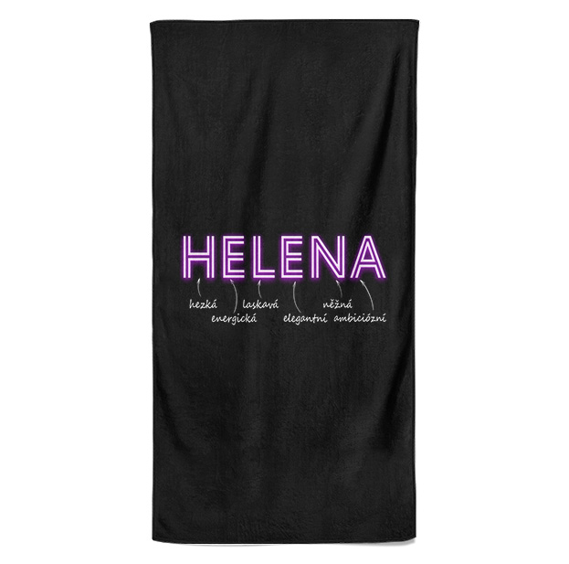 Osuška Ženská jména – NEON (Jméno: Helena, Velikost osušky: 70x140cm)