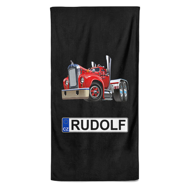 Osuška SPZ se jménem – barevný kamion (Jméno: Rudolf, Velikost osušky: 70x140cm)