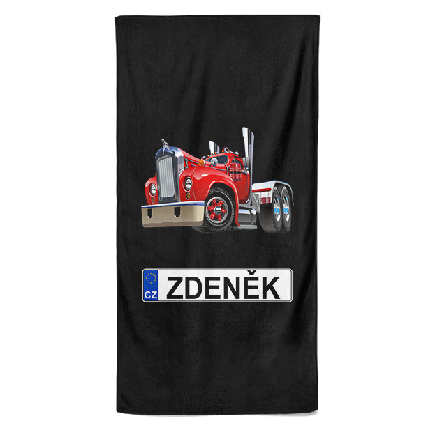 Osuška SPZ se jménem – barevný kamion (Jméno: Zdeněk, Velikost osušky: 70x140cm)
