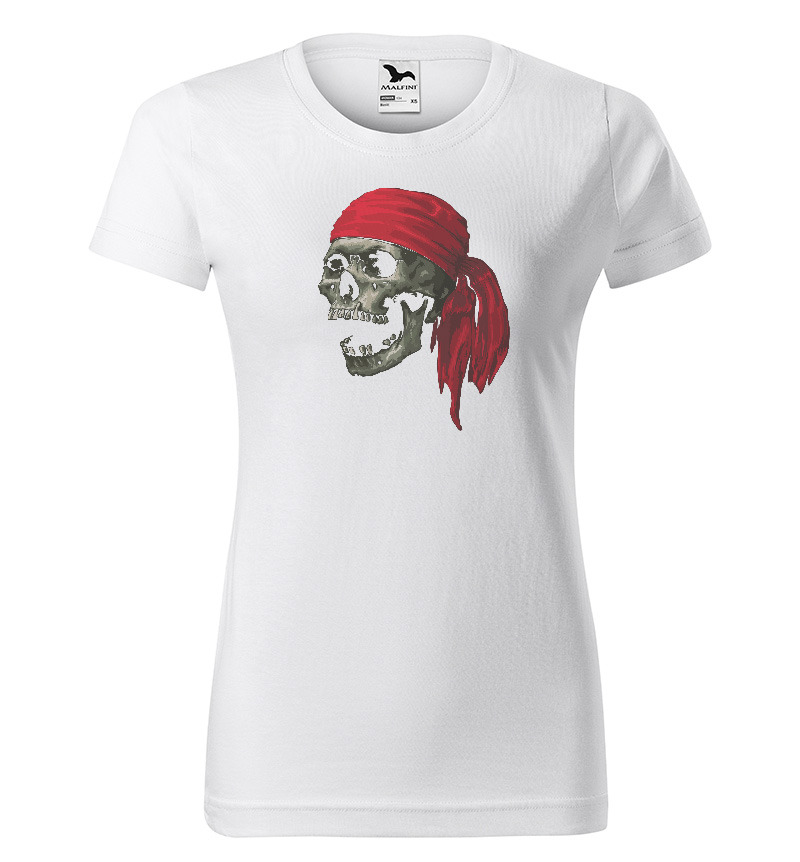 Tričko Pirate skull (Velikost: XS, Typ: pro ženy, Barva trička: Bílá)