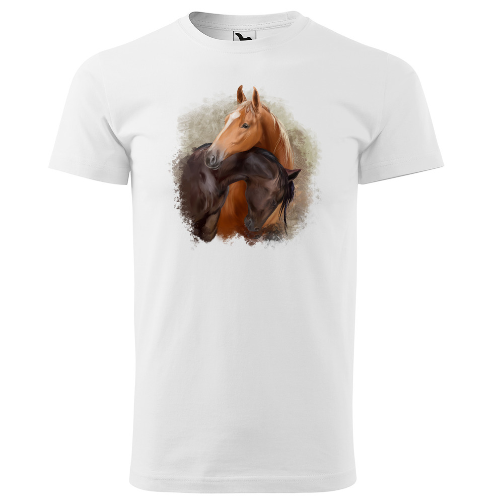 Tričko Dva koně (Velikost: M, Typ: pro muže, Barva trička: Bílá)