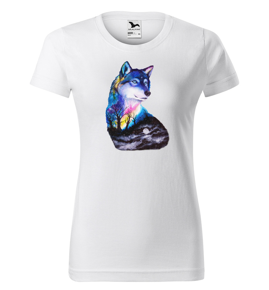 Tričko Vlk art (Velikost: L, Typ: pro ženy, Barva trička: Bílá)