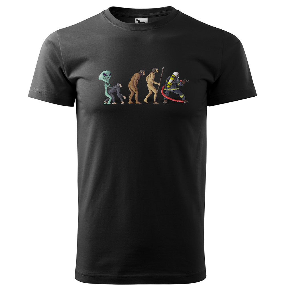 Tričko Evoluce – hasiči (pánské) (Velikost: 4XL, Barva trička: Černá)