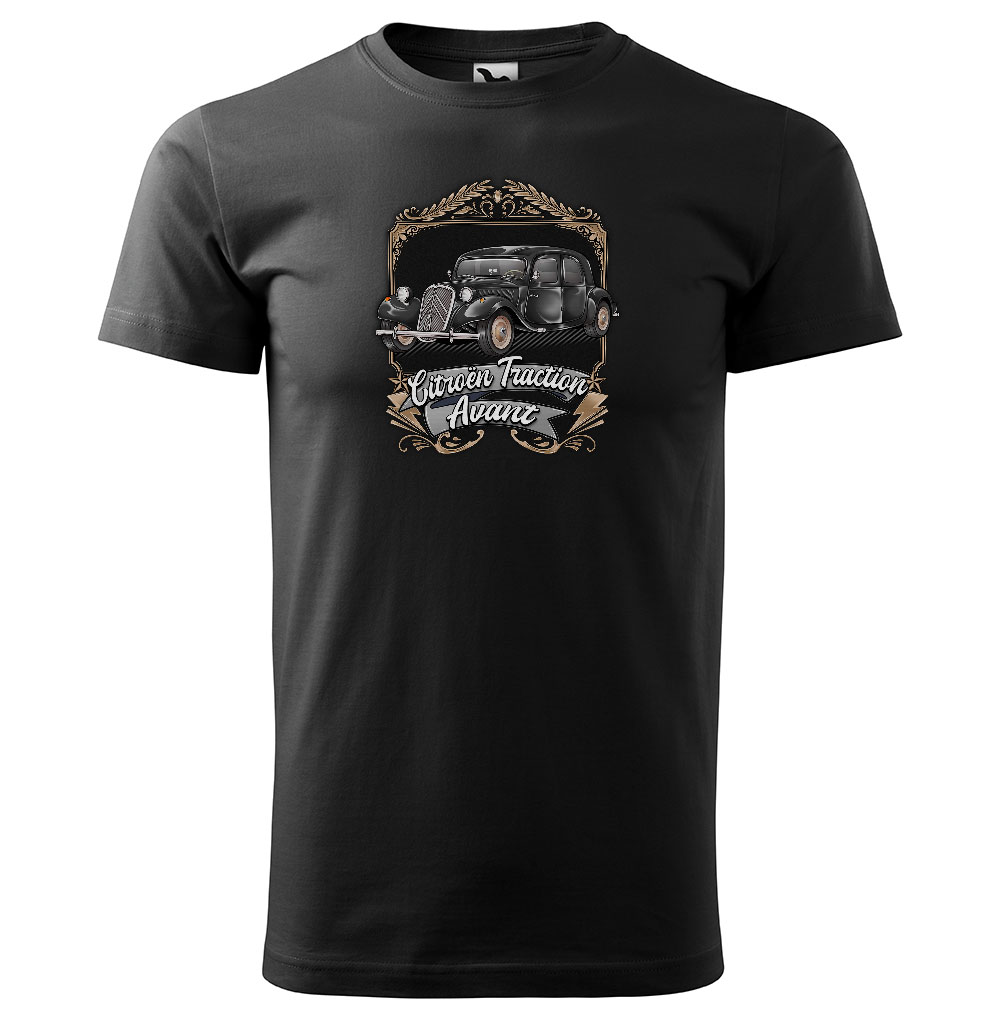 Tričko Citröen Traction Avant Black (Velikost: XL, Typ: pro muže, Barva trička: Černá)