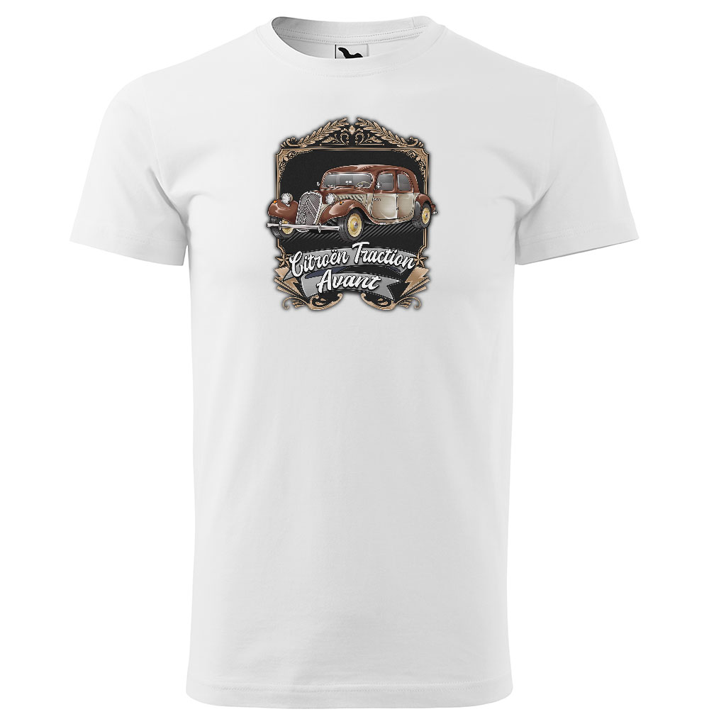 Tričko Citröen Traction Avant Brown (Velikost: 2XL, Typ: pro muže, Barva trička: Bílá)