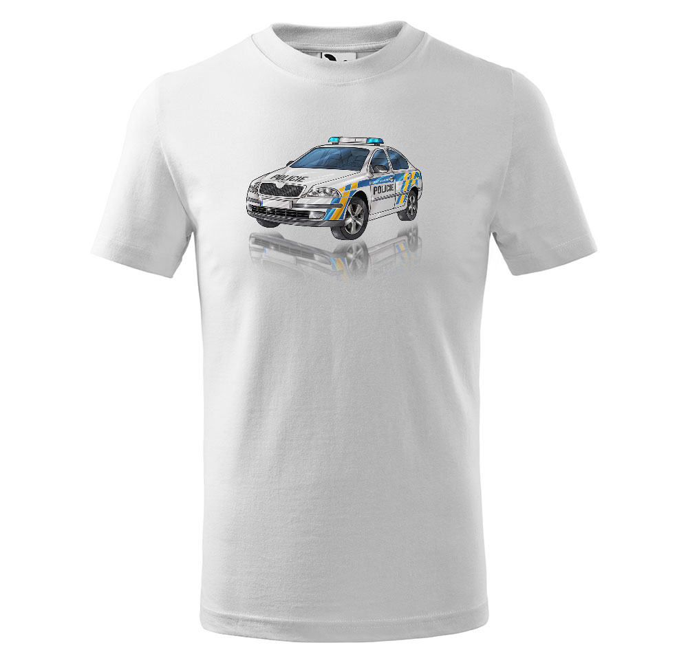 Tričko Policejní Octavia – dětské (Velikost: 122, Barva trička: Bílá)