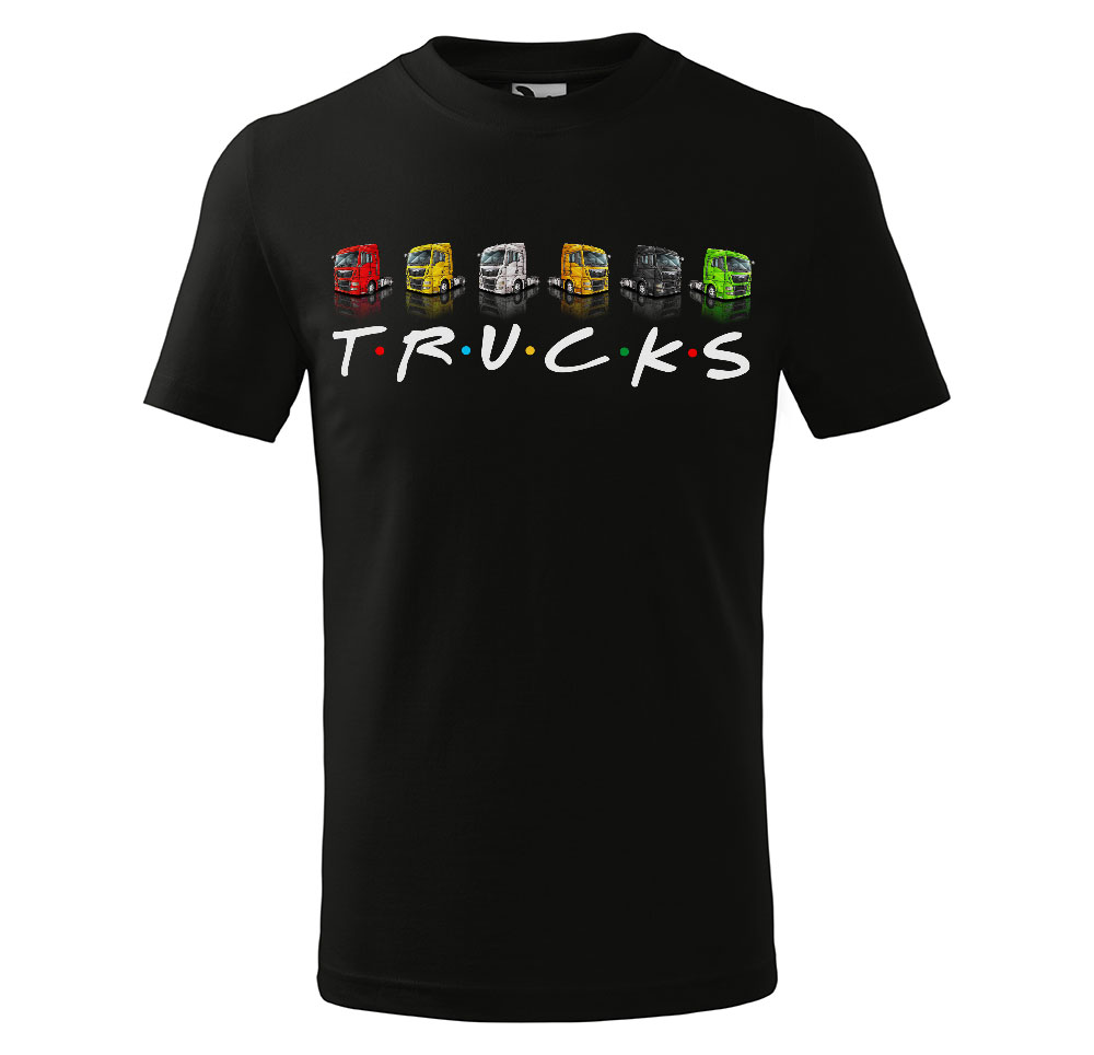 Tričko Trucks - dětské (Velikost: 122, Barva trička: Černá)