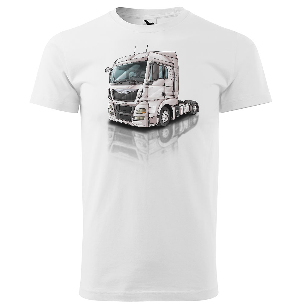 Pánské tričko Kamion – výběr barvy (Velikost: 2XL, Barva trička: Bílá, Barva kamionu: Bílá)