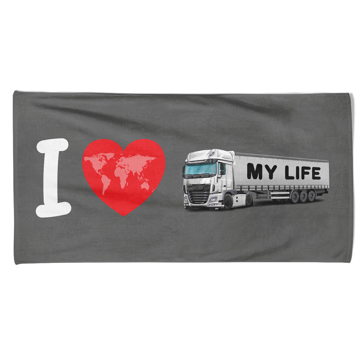 Osuška kamion - My life (Barva kamionu: Bílá, Velikost osušky: 100x170cm)