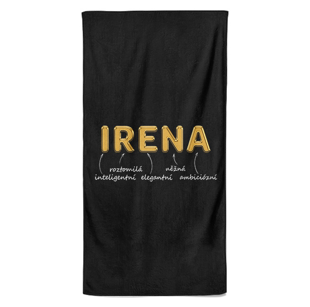 Osuška Ženská jména – GOLD (Jméno: Irena, Velikost osušky: 100x170cm)