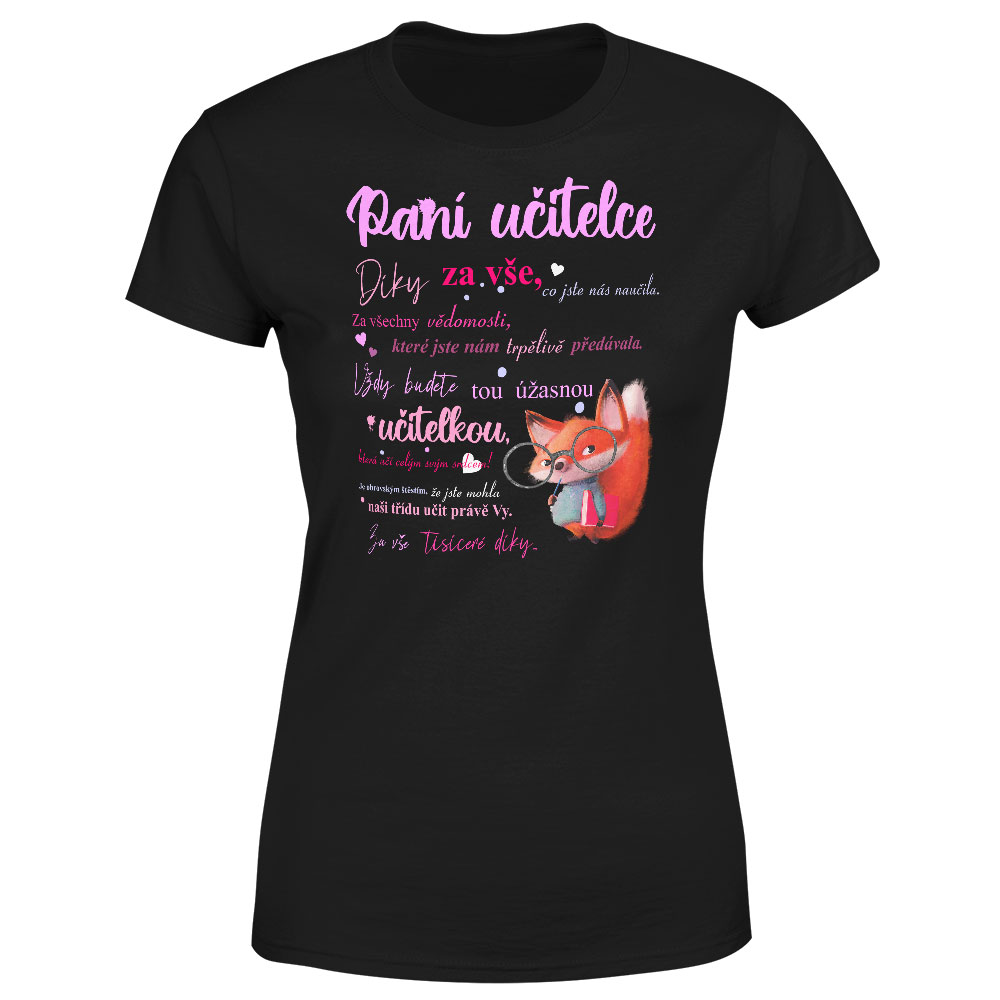 Tričko Paní učitelce – dámské (Velikost: S, Barva trička: Černá)