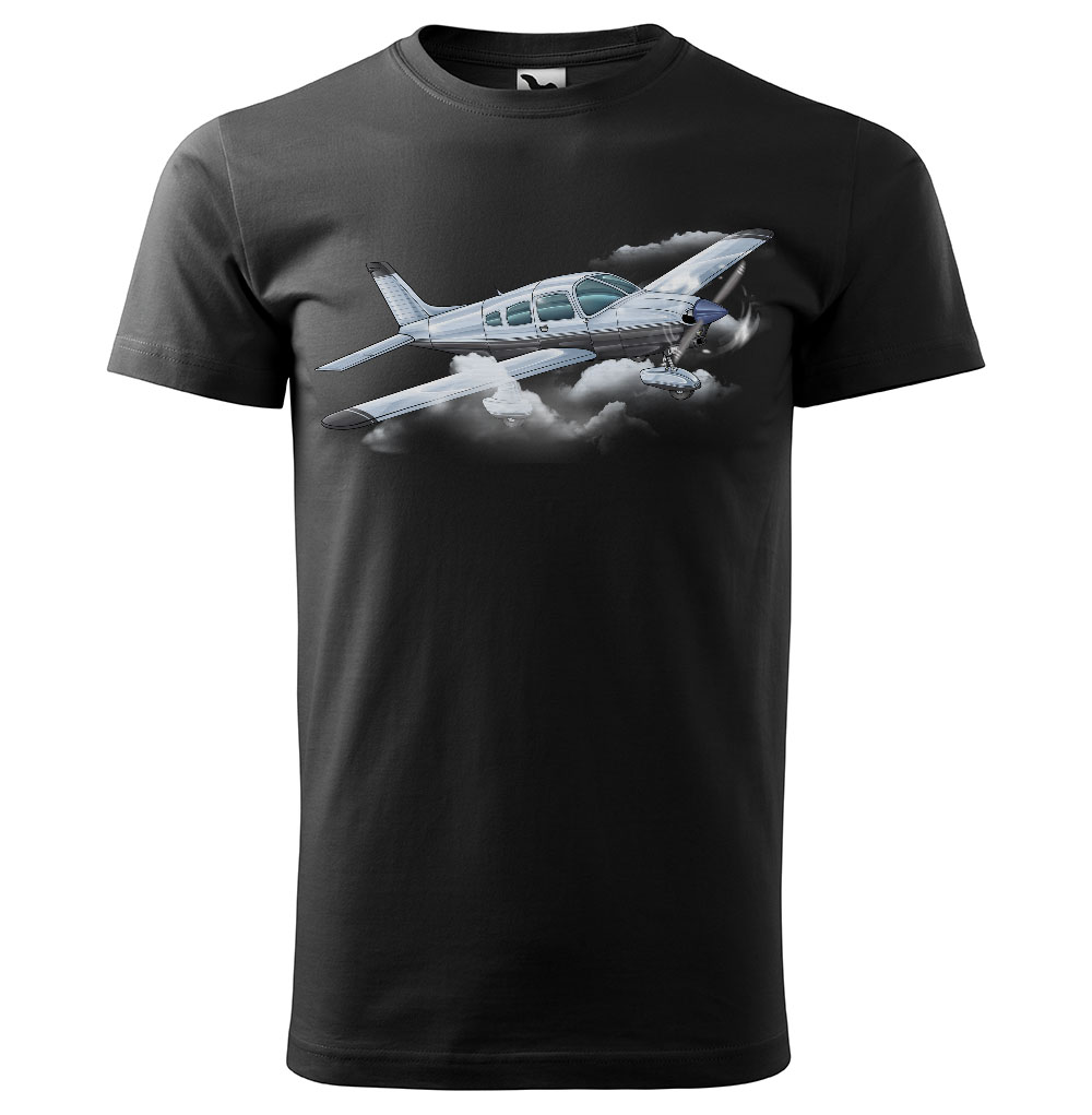 Tričko Piper PA-28  (Velikost: L, Typ: pro muže, Barva trička: Černá)