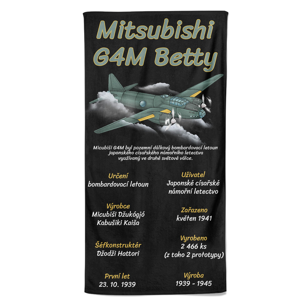 Osuška Mitsubishi G4M Betty (Velikost osušky: 100x170cm)