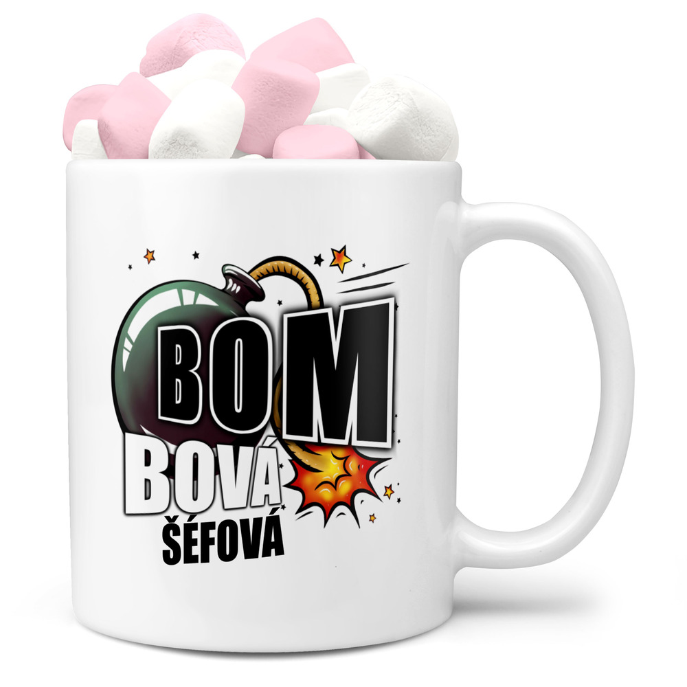 Hrnek Bombová šéfová (Náplň hrníčku: Marshmallow)