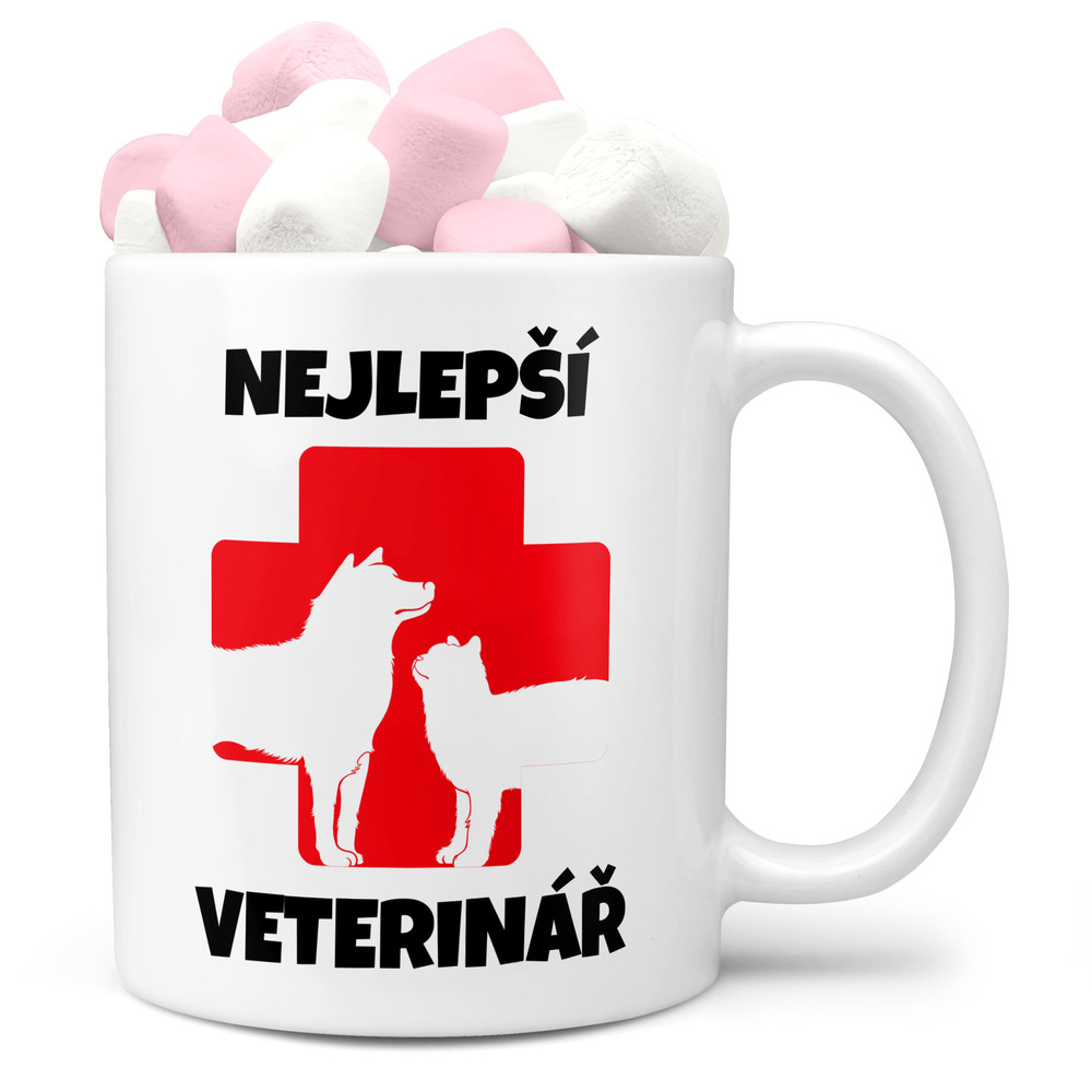 Hrnek Nejlepší veterinář – kříž (Náplň hrníčku: Marshmallow)