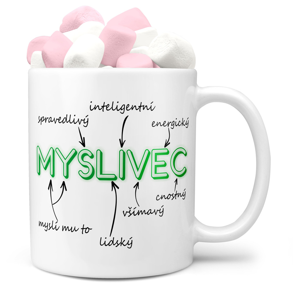 Hrnek Myslivec – vlastnosti (Náplň hrníčku: Marshmallow)